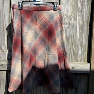 Vintage 1980’s Plaid A-Line Skirt - Red and Gray